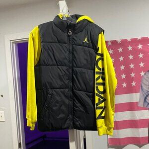 Jordan Black and Yellow Hooded Vest